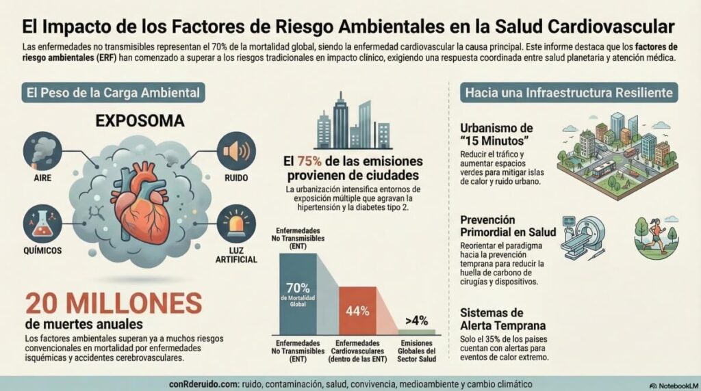 ¡Así ataca el estrés ambiental al corazón humano! Incluimos la declaración conjunta de European Society of Cardiology, American College of Cardiology, American Heart Association y World Heart Federation:
'Factores de estrés ambiental y salud cardiovascular: actuar a nivel local para lograr un impacto global en un mundo cambiante'.